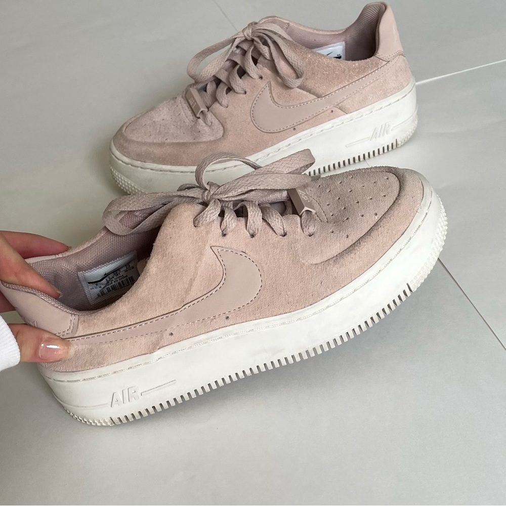 Pink and white Platform AF1